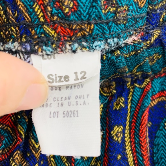 Vintage Paisley Midi Skirt 100% Rayon - Picture 3 of 4